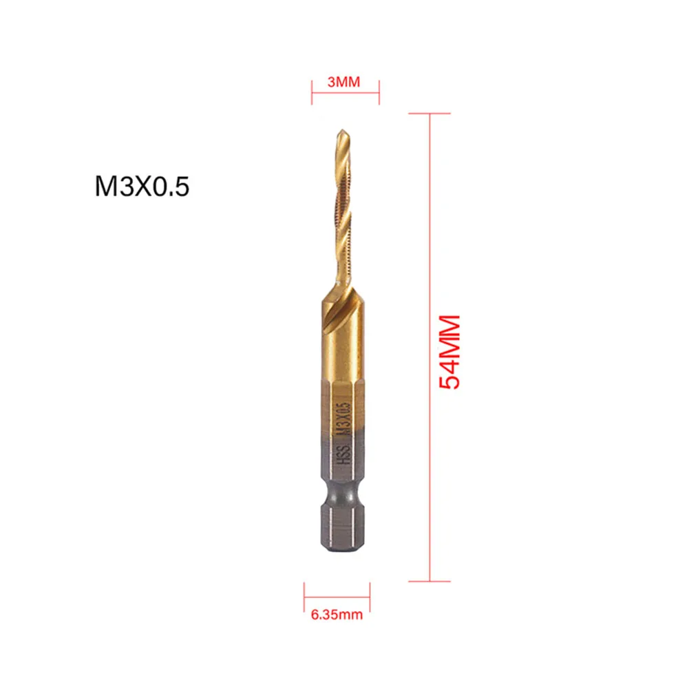 

1Pc Drill Compound Tap HSS Screw M3 To M10 Thread Metric Tap Titanium Plated Hex Shank For Tapping Chamfering Machine Parts