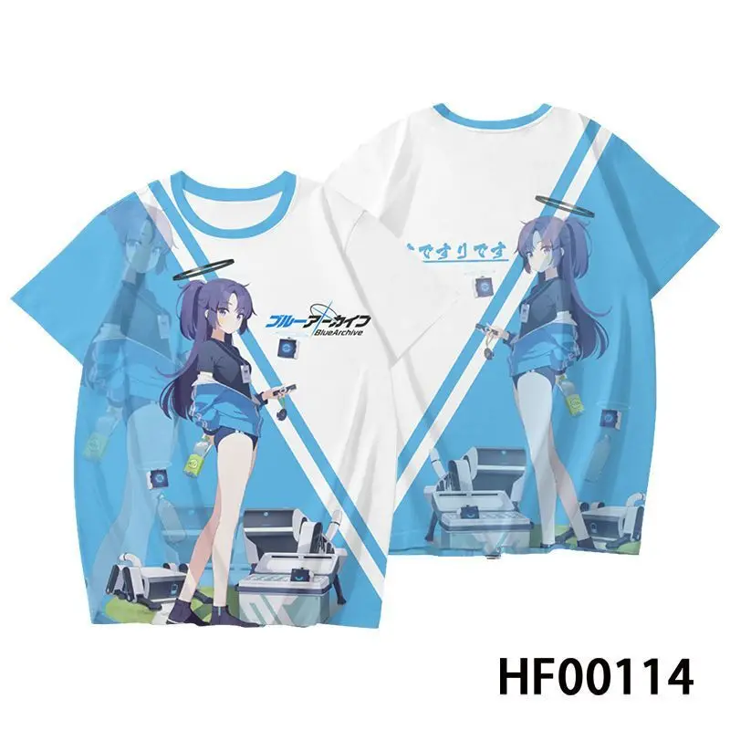 2024 Summer New Simple Fashion Anime Blue Archive Takanasi Hosino Round Neck Short Sleeve T-Shirt Casual Daily Tops