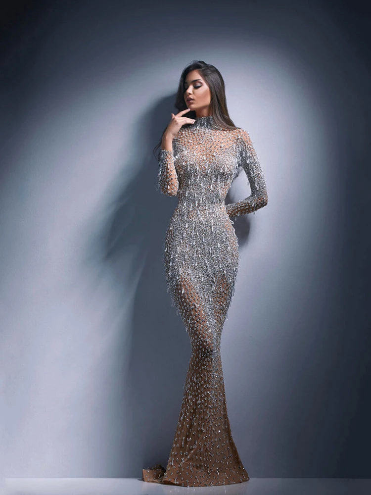 Elegant Party Dresses for Women 2022 Luxury Evening Cocktail Female Sequin Dress Formal Prom Clothing for Ceremony Bodycon Sexy