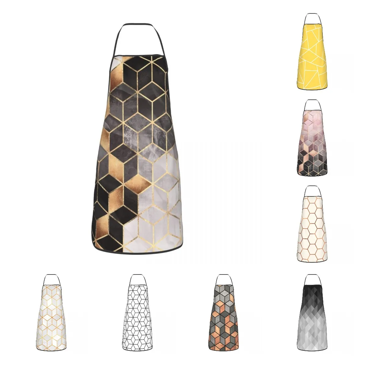 

Custom Bib Smoky Cubes Geometric Pattern Aprons Men Women Unisex Adult Chef Kitchen Cooking Abstract Tablier Cuisine Gardening