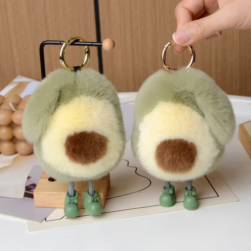 

10cm Lovely Rex Rabbit Hair Cow Oil Fruit Car Key Plush Pendant Matcha Net Red Toys Book Bag Pendant Birthday Gifts for Children