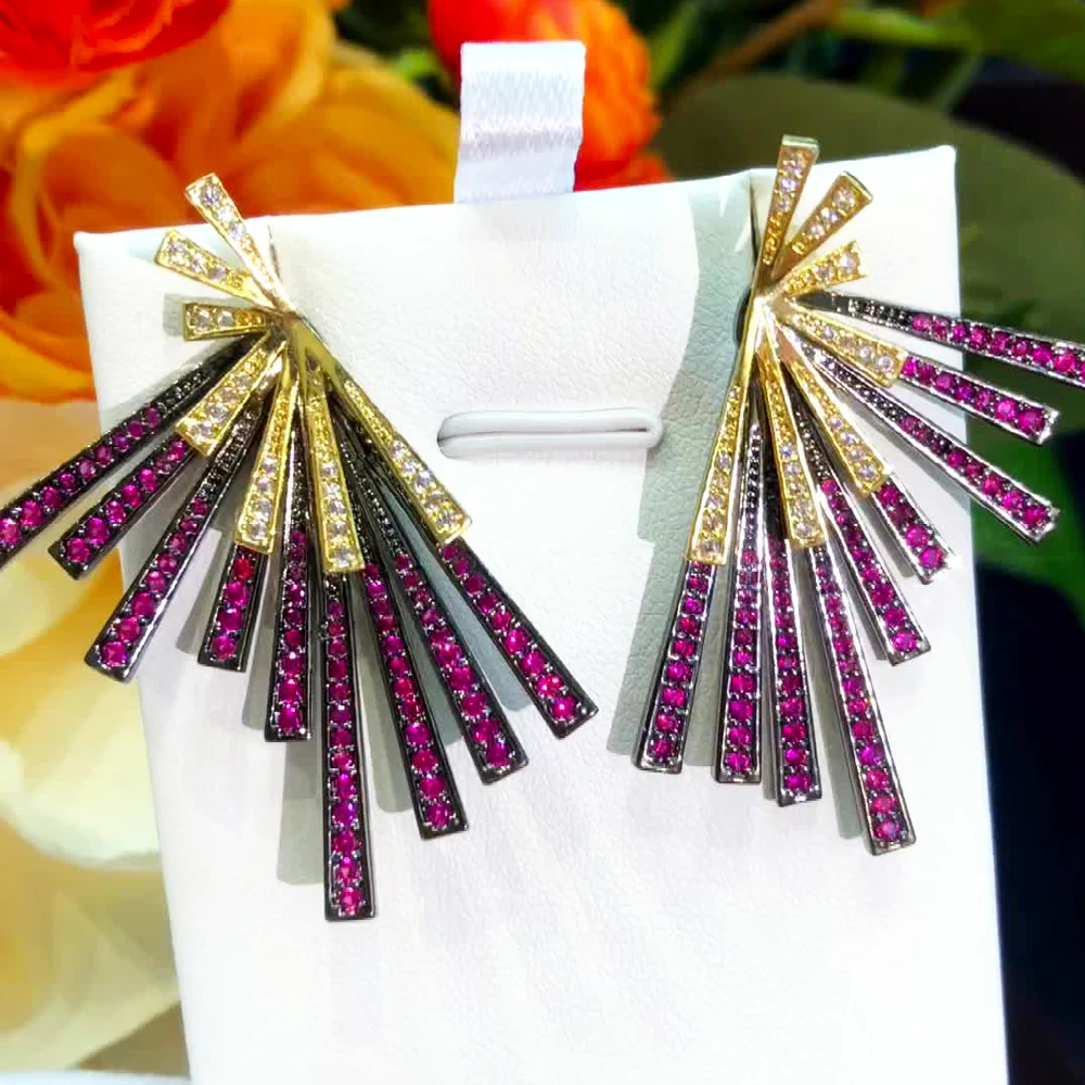 

Kellybola Luxury Trendy Chic Unique Earrings Full Cubic Zirconia Shiny Charm Earring For Women Bride Wedding Jewelry Best Gift