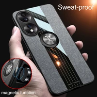 fabric case for huawei honor 70 pro car ring holder acrylic soft silicone canvas fne an00 back phone cover for huawei honor70pro