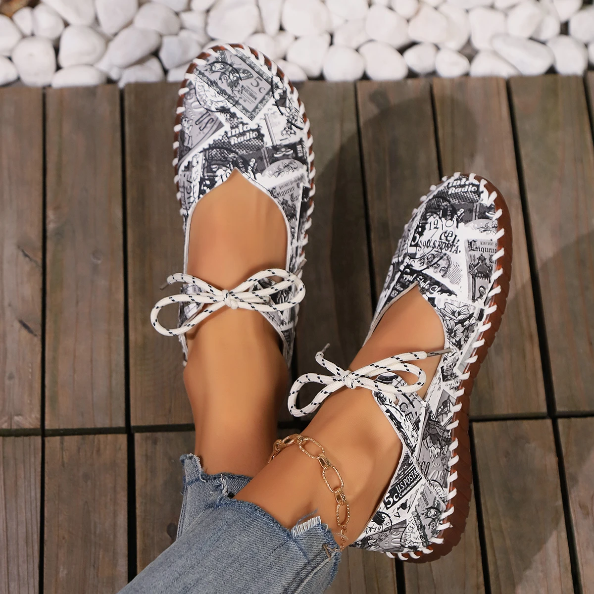 2024 стильная повседневная женская обувь на плоской подошве Модная и удобная