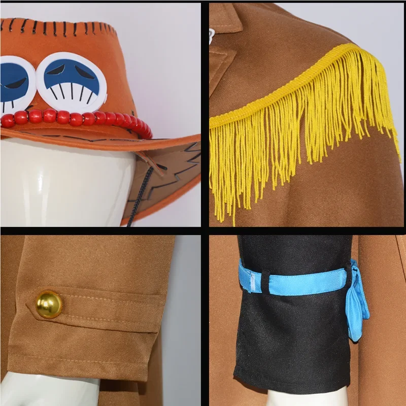 Костюмы для косплея Portgas D Ace пальто брюки и шляпа аниме цельная ролевая форма