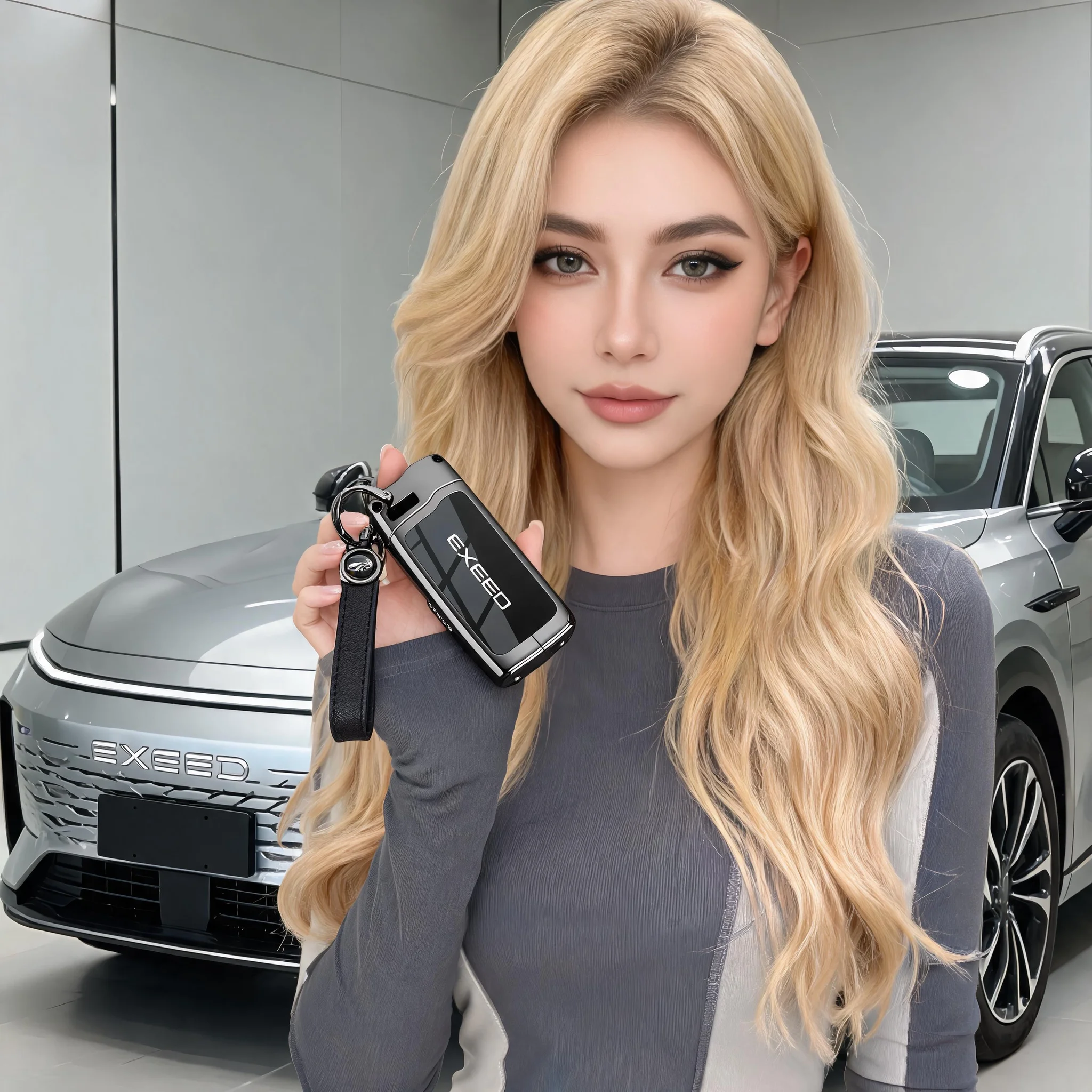 Фото Чехол-держатель для ключей из цинкового сплава и кожи для Geely Galaxy EX5, E5, L6, L7, EMI NO.1, Proton e.MAS 7, 5, E8, Starry 8 №1