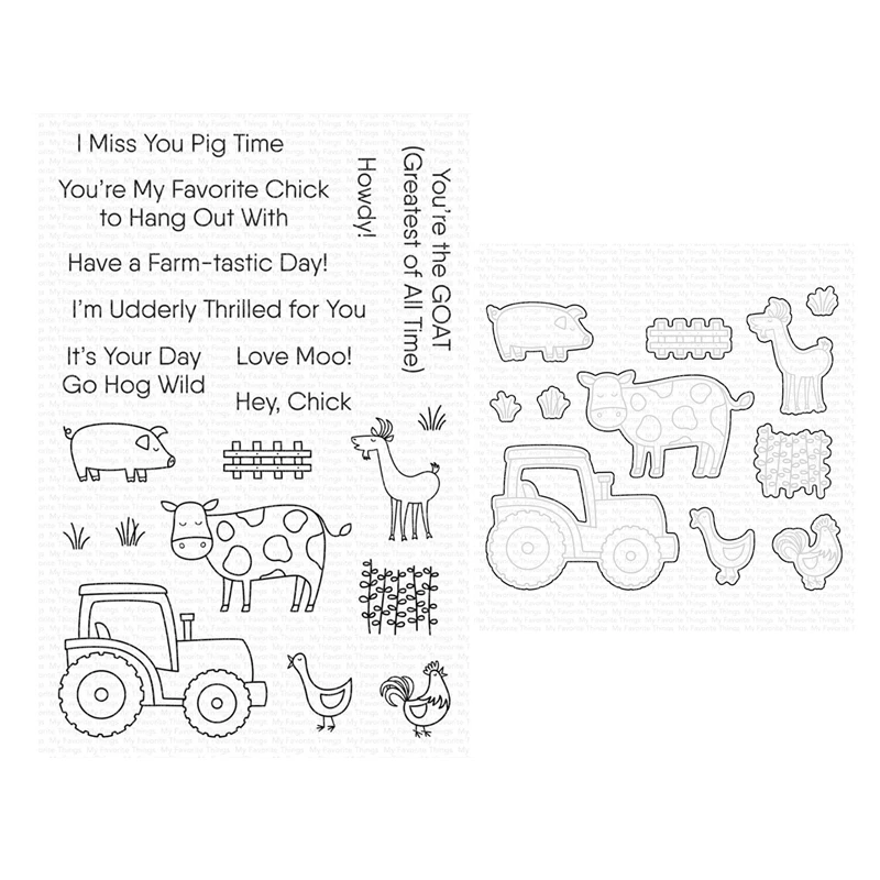 

Farm-tastic Friends Clear Stamps Cutting Dies Scrapbooking for July 2022 New Paper Making Embossing Frames Card Set