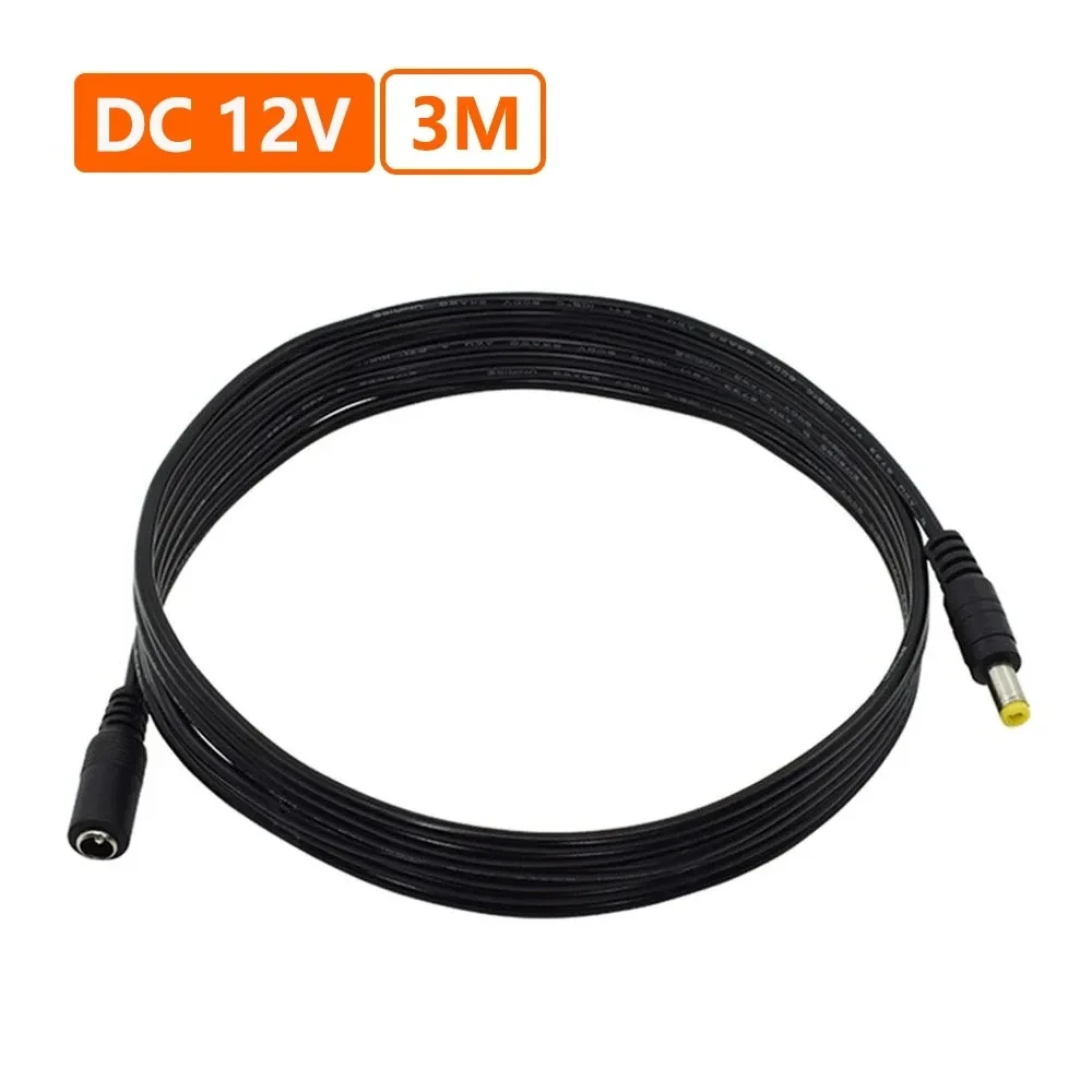 

DC12V Power Extension Cable 3 Meter/9.8FT Jack Socket 5.5mm x 2.1mm Male Plug Extension Cord For DC 12V 2A CCTV Camera