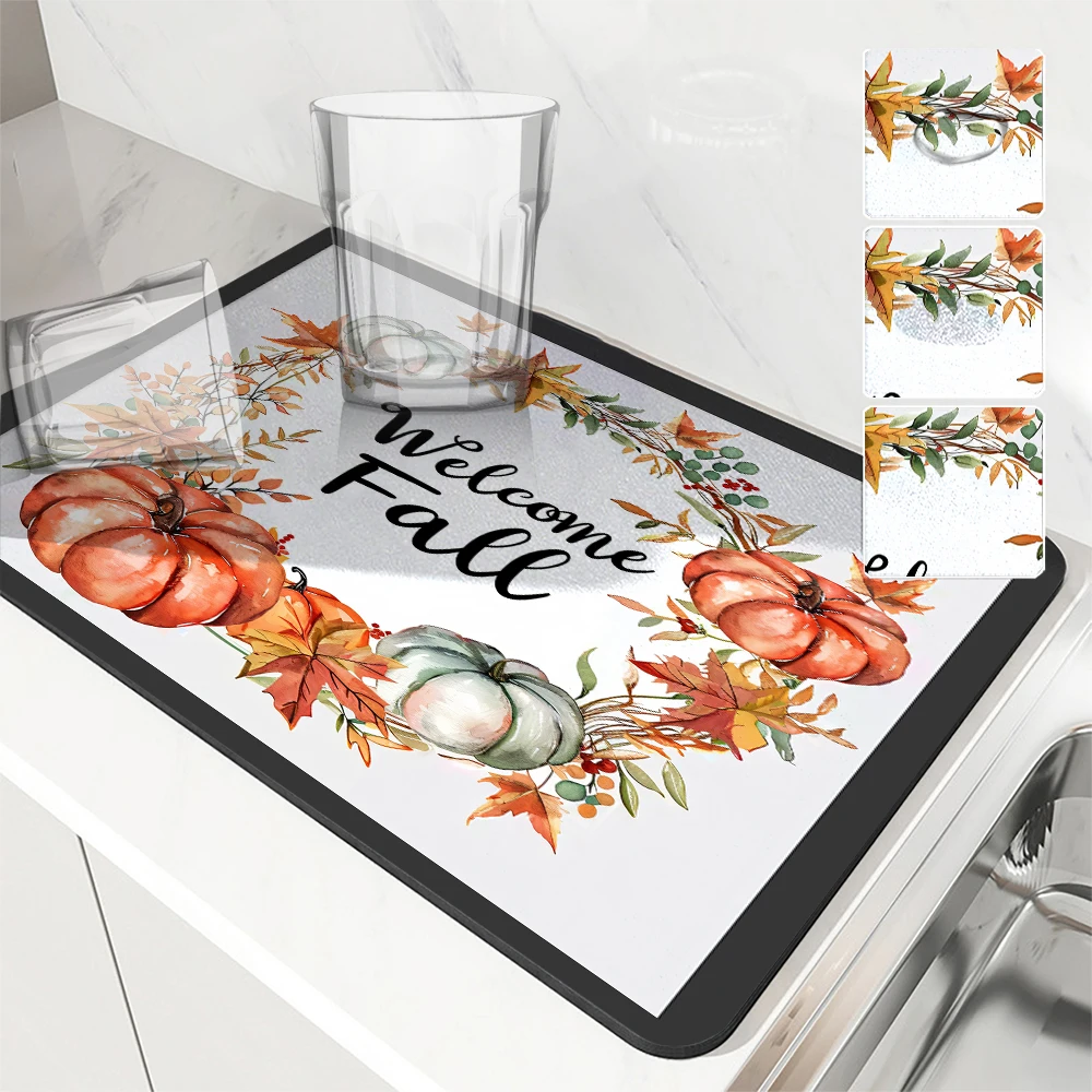 Абсорбирующий кофейный коврик подставка для посуды на День Благодарения Осенний