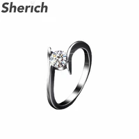 sherich new hot sale round 0 5 carat d color moissanite diamond s925 sterling silver simple sparkling ring womens brand jewelry