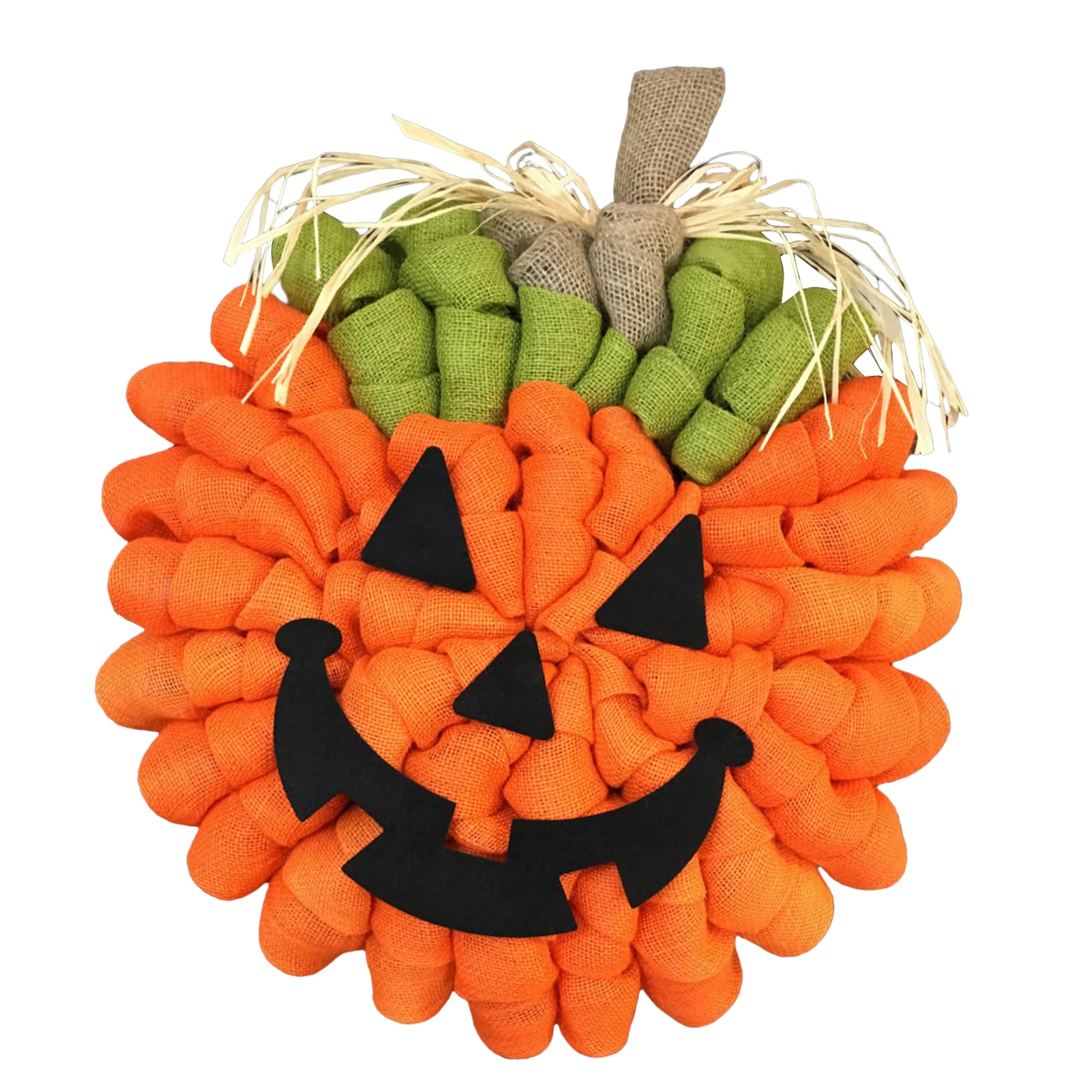 

Halloween Pumpkin Wreath Burlap Welcome Halloween Door Hanging Garland Autumn Burlaps Jack-o-Lantern Wreath Ghost-Face Door