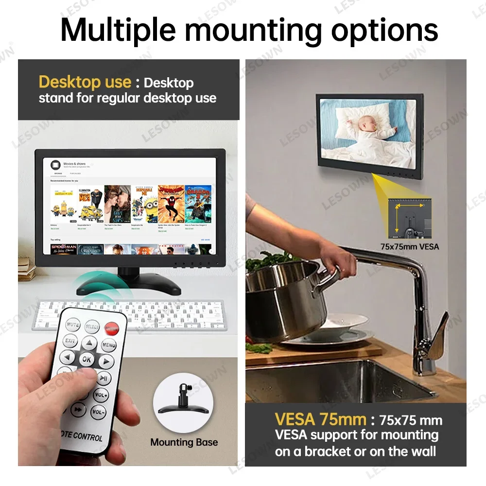 LESOWN 10 1-дюймовый монитор FHD 1280X800 промышленный дисплей VAG HDMI AV BNC 1920x1200 IPS ЖК-экран для