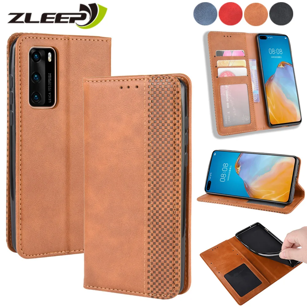 

Leather Phone Bag Case For Huawei P50 P40 P30 P20 Lite Mate 40 30 20 Pro Plus P Smart 2021 2020 2019 Flip Wallet Card Slot Cover