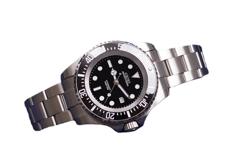 

Luxury Mens Automatic Mechanical Watch Black Blue Stainless Steel Sapphire Ceramic Bezel 44mm Heavy Big Wristwatch