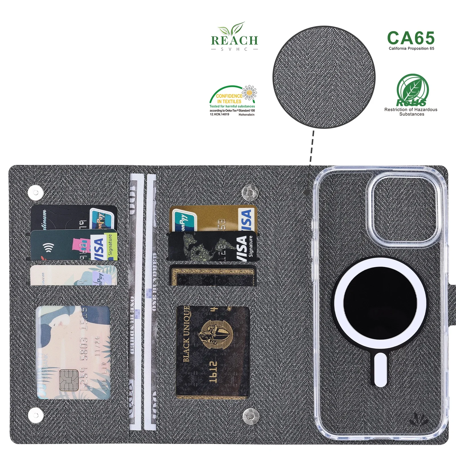 IPhone 16 15 14 13 Pro Max Plus прозрачная Магнитная Беспроводная зарядка MagSafe съемный кошелек