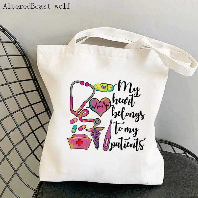 

Women Shopper bag my heart belongs to my patiens Bag Harajuku Shopping Canvas Shopper Bag girl handbag Tote Shoulder Lady Bag