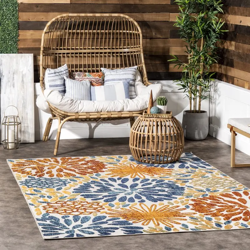 

Stunning Transitional Blue 5` x 8` Indoor & Outdoor Area Rug - Perfect Addition to Patio, Home and Garden Decor.