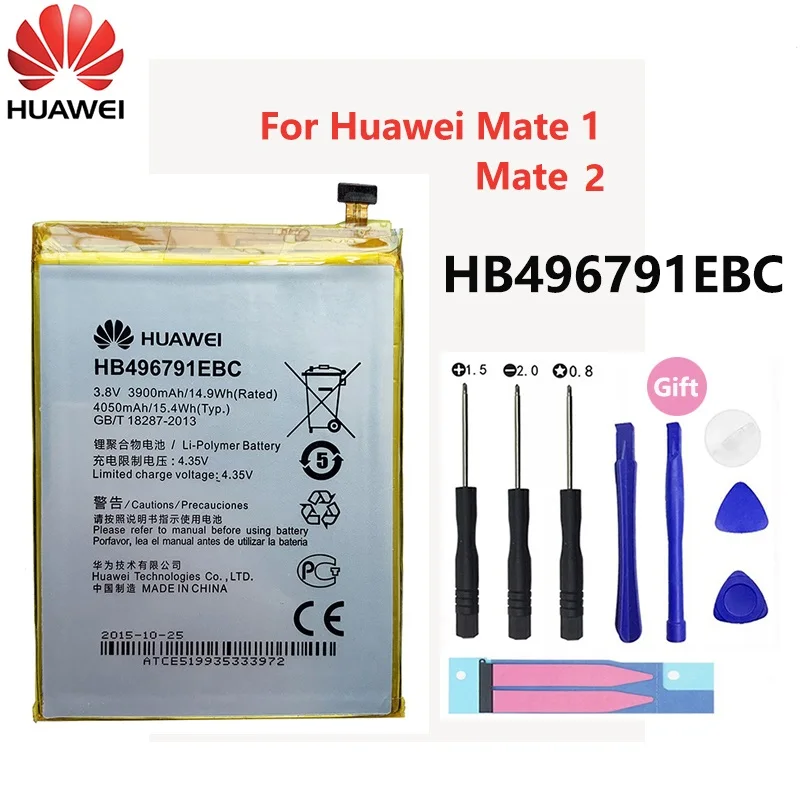 

100% Original Hua Wei Battery HB496791EBC For Huawei Mate 1 MT1-T00 MT1-U06 Mate 2 MT2-C00 MT2-L02 L05 Phone Batteries 4050mAh