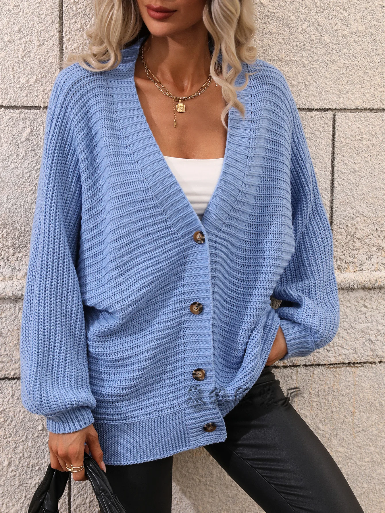 

Cardigan Sweaters Girls Womens spring AutumnSweater Solid Color Knit Cardigan Loose Sweater Women Pearl Button Cardigan