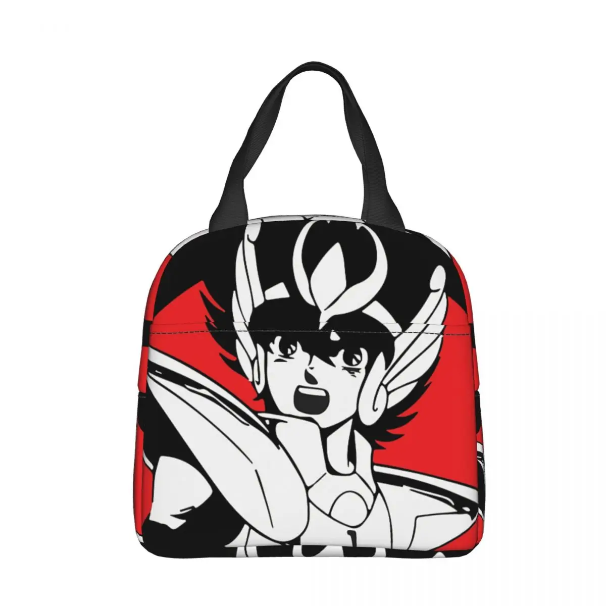 

Red Moon Pattern Cooler Lunch BoxAnime Saint Seiya Shiryu Mountaineering Thermal Insulation Portable Food Bag