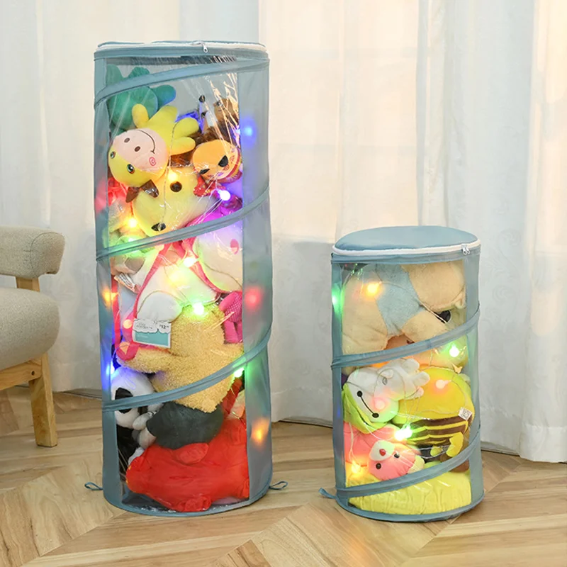Plush Doll Storage Bucket Children's Toy Storage Box Doll Storage Container Cylinder Organizer Basket Doll Display Stand