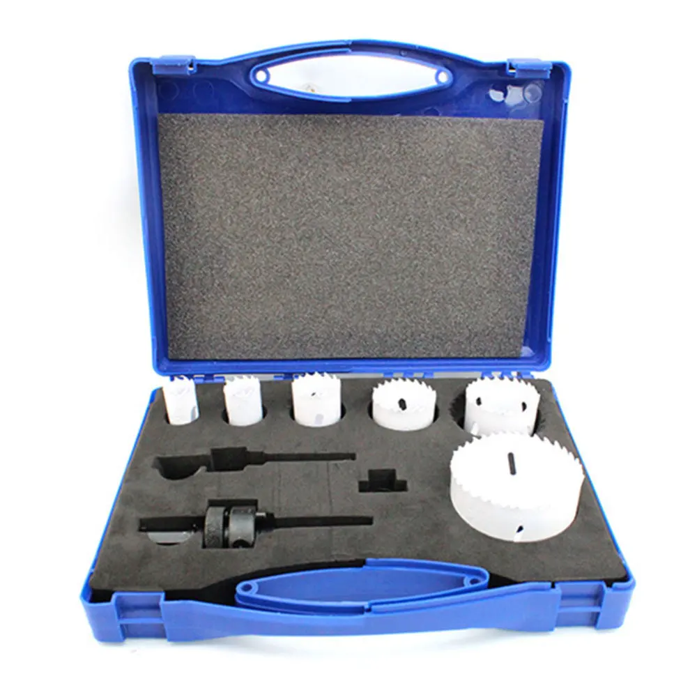 

Высокоскоростная стальная кольцевая пила, набор инструментов, 9 шт., 22 мм-68 мм, дерево, зеркальная круглая пила с зеркальной сталью, металлами, деревом