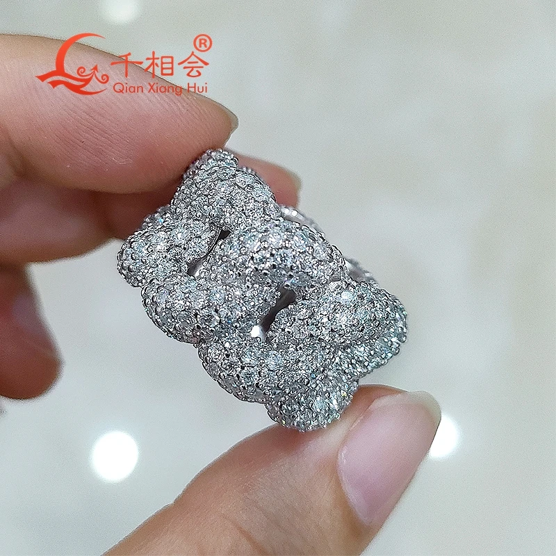 15 5 мм Стерлинговое Серебро 925 пробы пять рядов полумесяц хип-хоп моиссанит кольцо