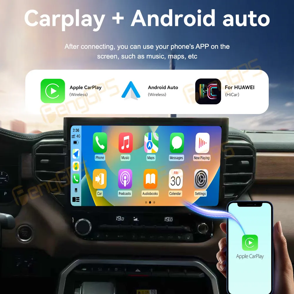 14 6-дюймовый Android 13 для Toyota Tundra Sequoia 20-24 Tesla Style сенсорный автомобильный экран