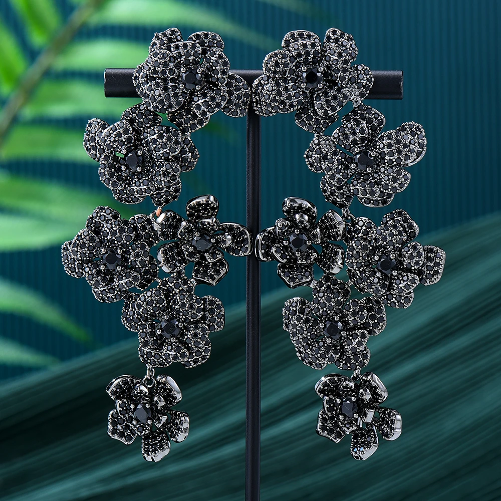 

JImbora Vintage Long Black Pendant Earrings For Women Bridal Wedding Daily Surper Jewelry Noble Luxury Gorgeous High Quality
