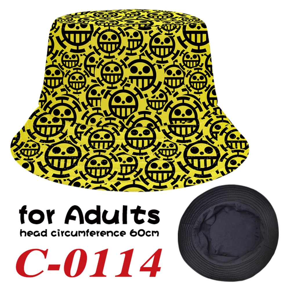 

Anime Luffy Law Canvas Bucket Hat Unisex Cartoon Beach Hat Student Hip Hop Cap Summer Print Outdoor Sunhat Casual Fisherman Hat