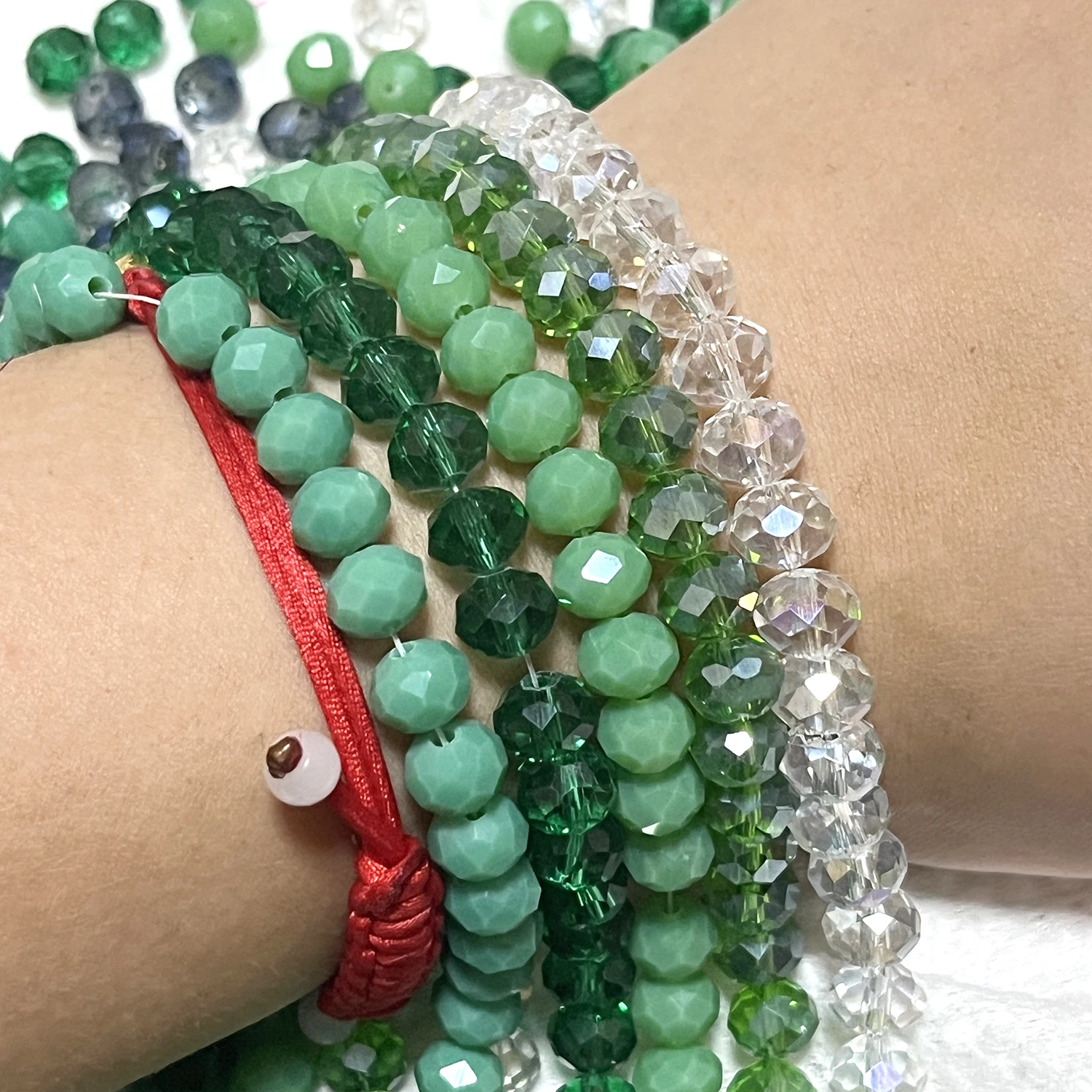 Green  Austria Faceted Glass Crystal Beads Loose Spacer Beads For Jewelry Making DIY Handmade Bracelest Necklace Accessorie 15''