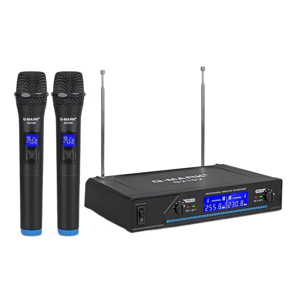 

G-MARK G210V Wireless Microphone 2 Channels VHF Professional Handheld Mic For Party Karaoke Church Show Meeting