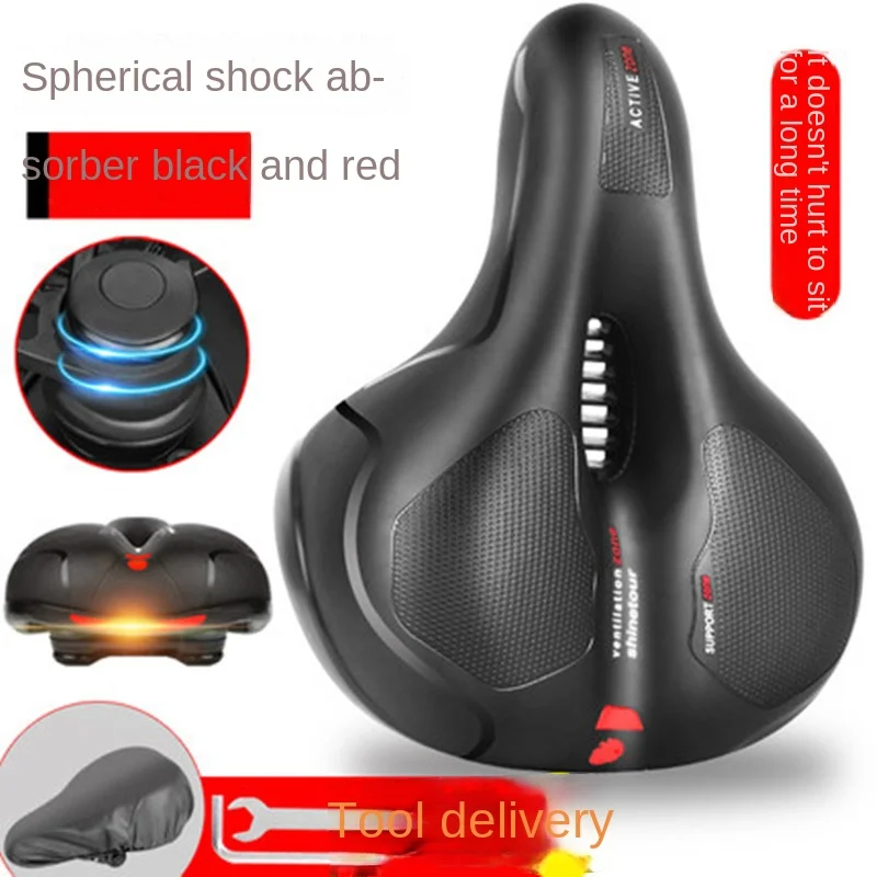 

Hollow Breathable Bicycle Saddle Men Women MTB Road Bike Saddle Shock Absorbing Comfortable Big Butt Bike Seat Safety Warning