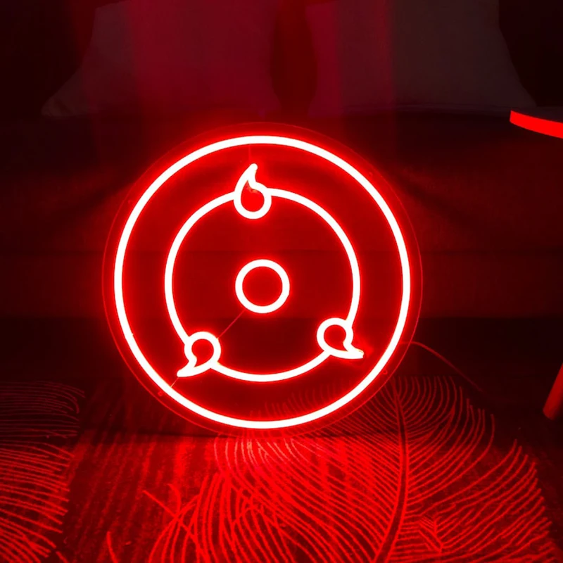 35cm Sharingan Neon Sign Light for Game Room Hanging Decor Anime Night Sign Light Bedroom Party Dorm Garage Cartoon Fans Gift