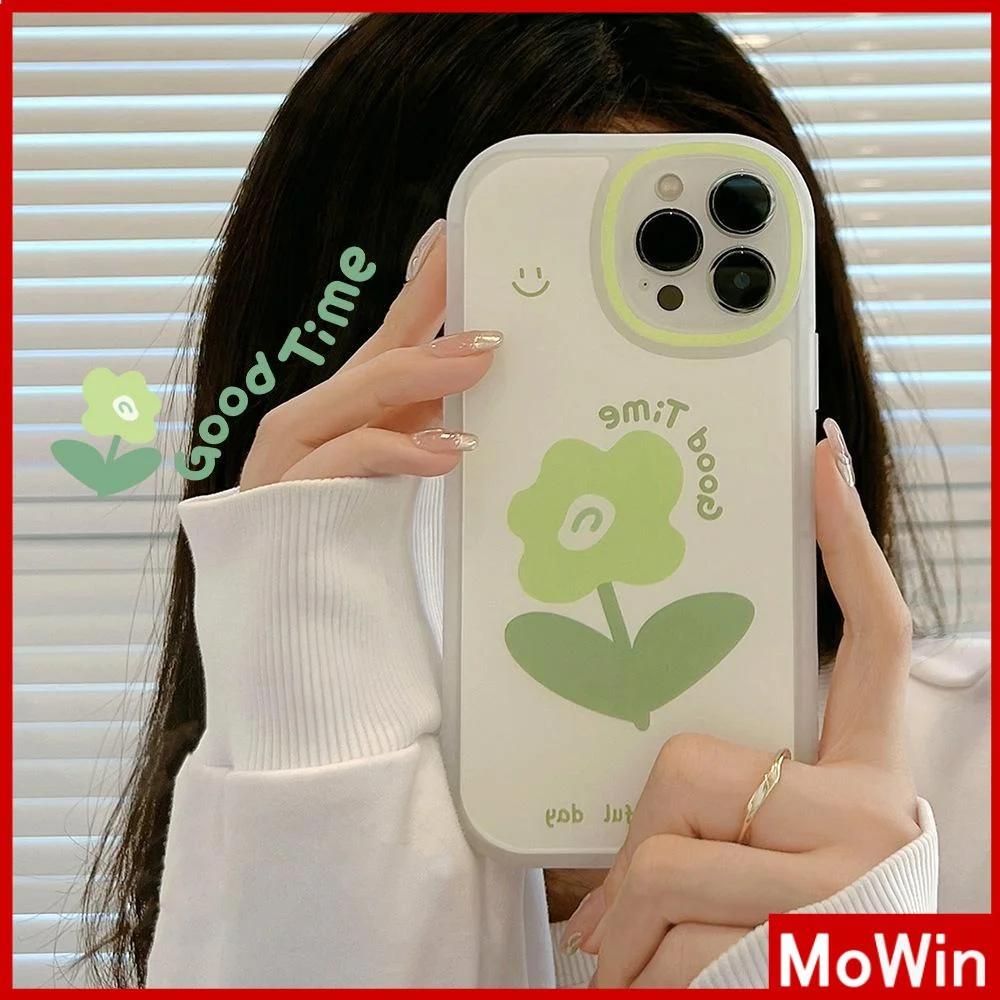 

iPhone Case Silicone Soft Clear Case TPU Airbag Shockproof Full Coverage Green Flower For iPhone 11/12/13 Pro Max 7/8Plus x/xs