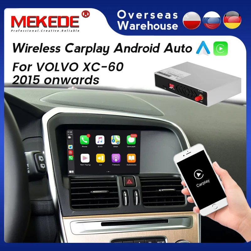 

MEKEDE Android Auto Wireless Apple CarPlay For VOLVO XC60 2015 2016 2017 Plug and Play GPS car multimedia Mirror link Map