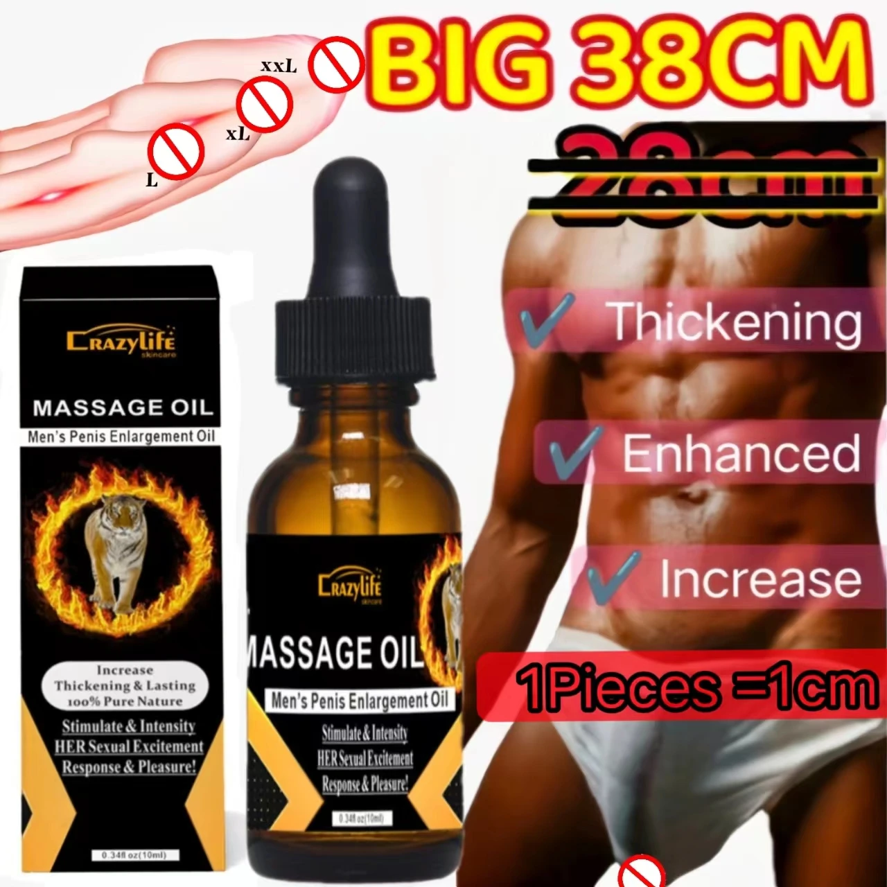 Penis Thickening Growth Man Massage Oil Cock Erection Increase Men Health Care Penis Growth Bigger Enlarger Essential Oil