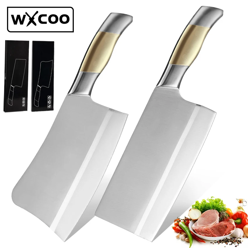 Chinese Kitchen Knife Chopping Bone Cutter Stainless Steel Sharp Butcher Cleaver Knife Cooking Meat Fish Slicing Vegetable Fruit