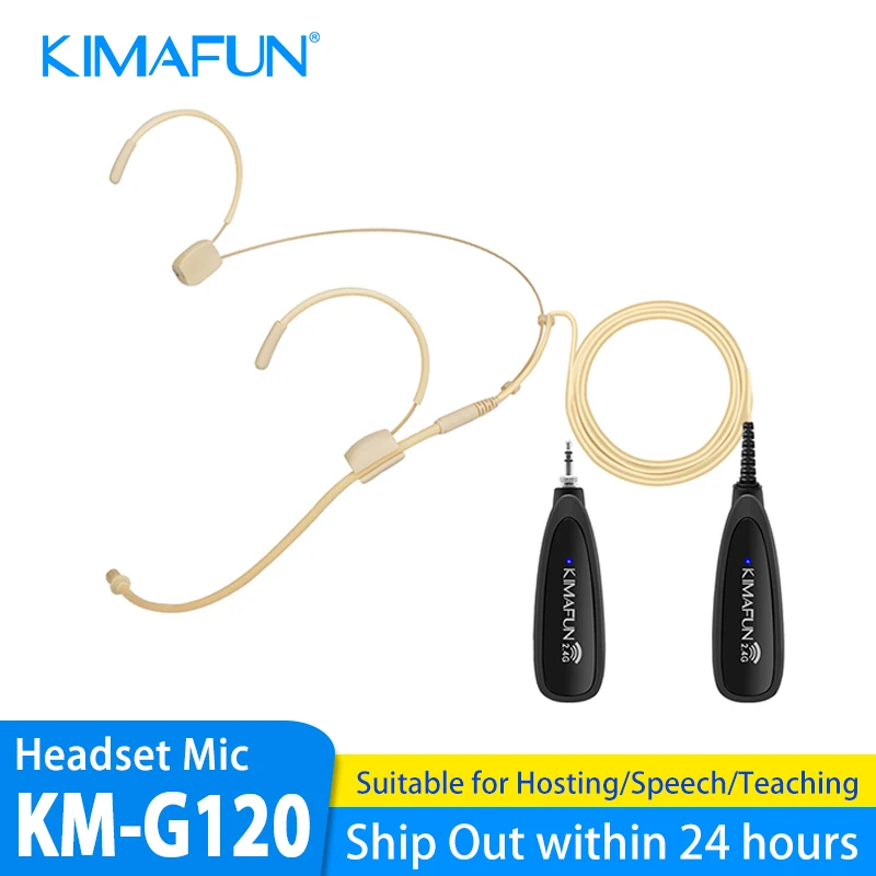 Профессиональные микрофоны KIMAFUN, беспроводная гарнитура 2,4 ГГц, микрофонная система для церковного обучения, йоги, сцены, голосовой усилитель, динамик
