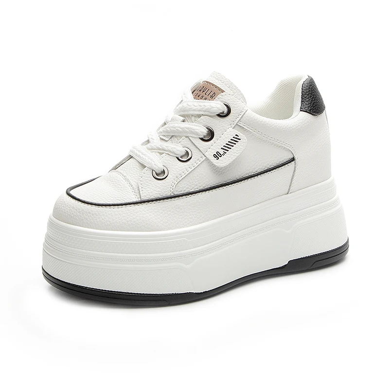 

Genuine Leather Chunky Platform Shoes for Women 2023 Designer Casual Sneakers Chic Elegant High-Heeled Shoes Ladies Thick Bottom