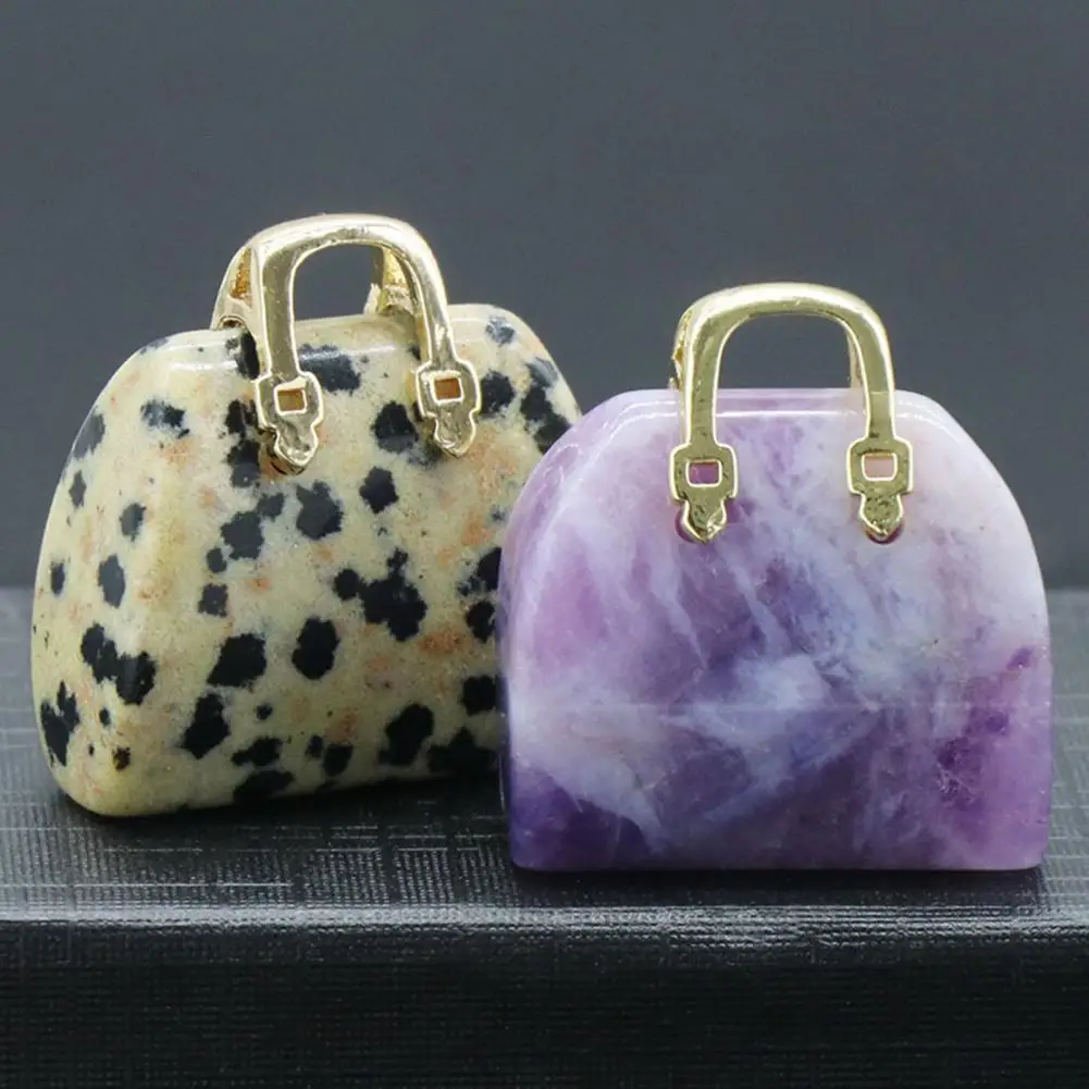 

Handbag Statue Hand Carved Fine Texture Anti-fade Not Easy Break Home Decor Exquisite Faux Crystal Handbag Model Desktop Decor