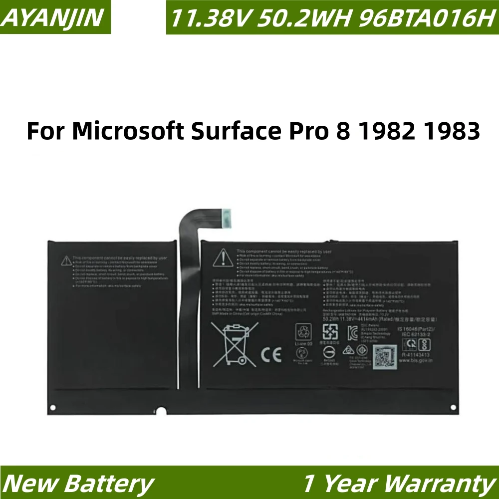 96BTA016H DYNC01 Аккумулятор для ноутбука Microsoft Surface Pro 8 1982 1983 2021 серия планшетов 96BTA015H 11 38