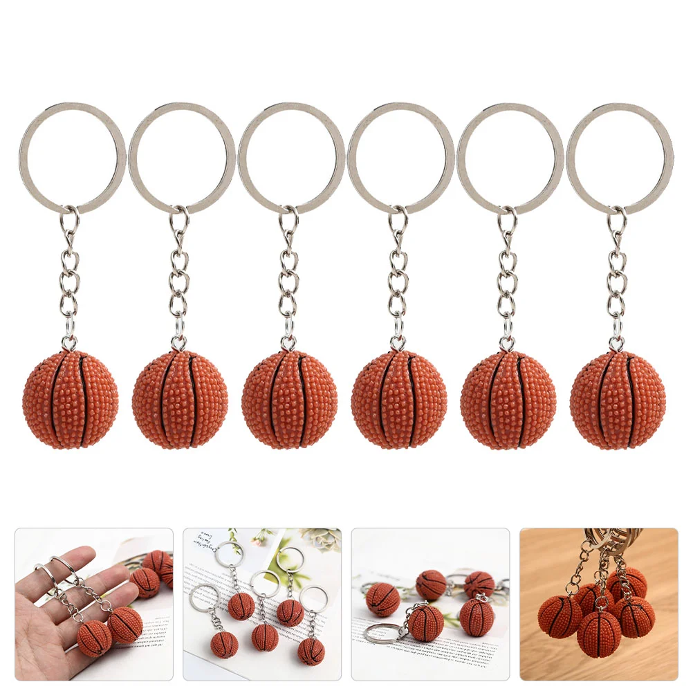 

6pcs Basketball Key Ring Creative Handbag Pendant Sports Memorial Gifts