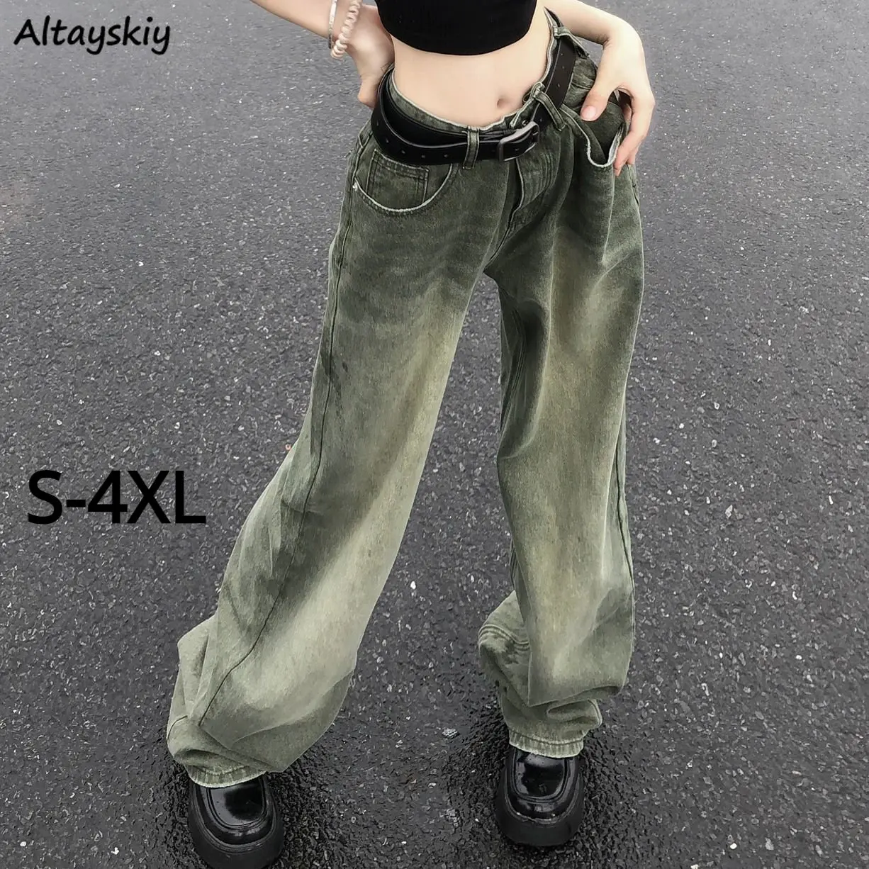

S-4XL Jeans Women Vintage Loose Harajuku American Retro All-match Summer Gothic Teens Streetwear Y2k Distressed Trousers College