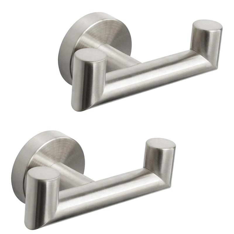 

SEWS-2PCS Bathroom Double Towel Hook Stainless Steel Robe Towel Holder Heavy Duty Double Coat Hook