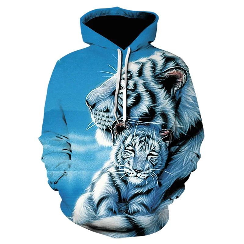 

Animal 3D Printed Great White Shark Men's Hoodie Tiger Wolf Graphics Large Size Long Sleeve Leisure Hoodie Men's Fun Sweatshirt