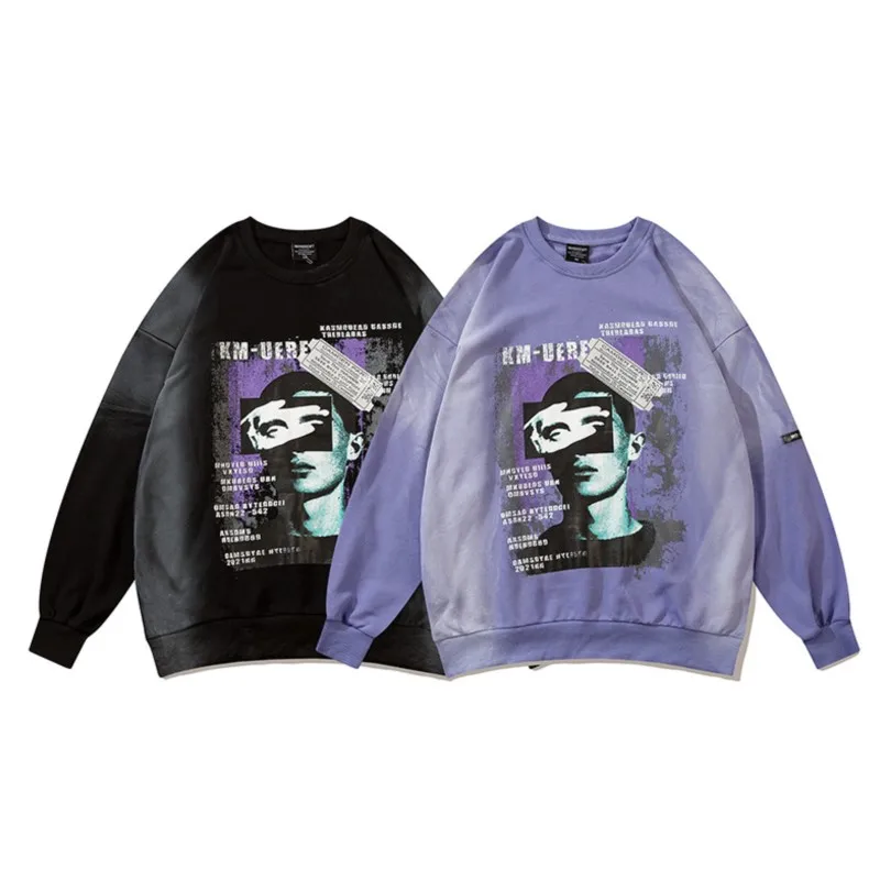 

2023 Autumn And Winter Man New O-Neck High Street Hip Hop Fashion Portrait Printing Sweatshirts Loose Casual Sweatshirts