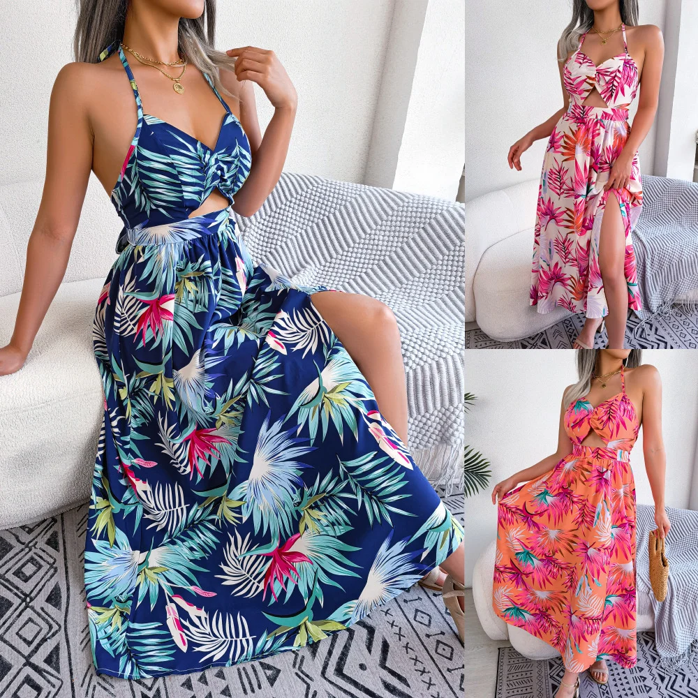 

Casual elegant slim sexy new dress,Long Dresses For Women Sexy Hollow Out Spaghetti Strap Sleeveless Vacation Elegant Beach2023