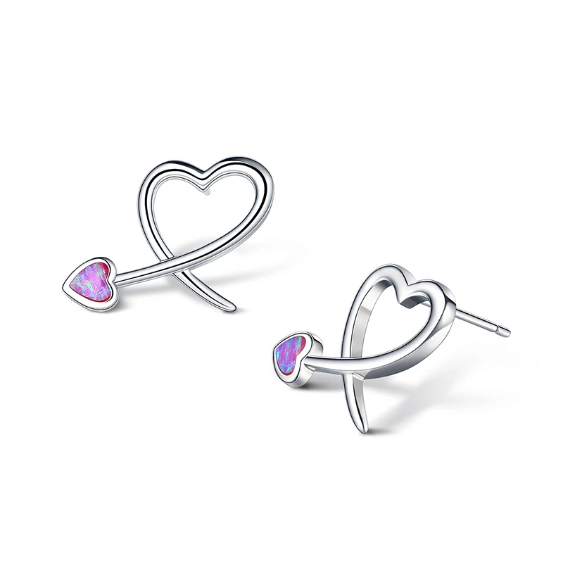 

Korean Fashion Stud Earring For Women Girls Posts Double Open Heart Statement Blue Pink christmas Gift