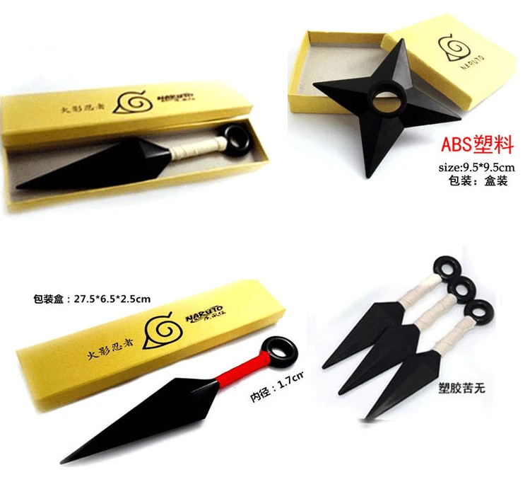 

10 PCS/LOT Anime Naruto Weapon Model Doll Cosplay Plastic Kunai Shuriken Darts Kakashi Prop Toy Animation Exhibition wholesale